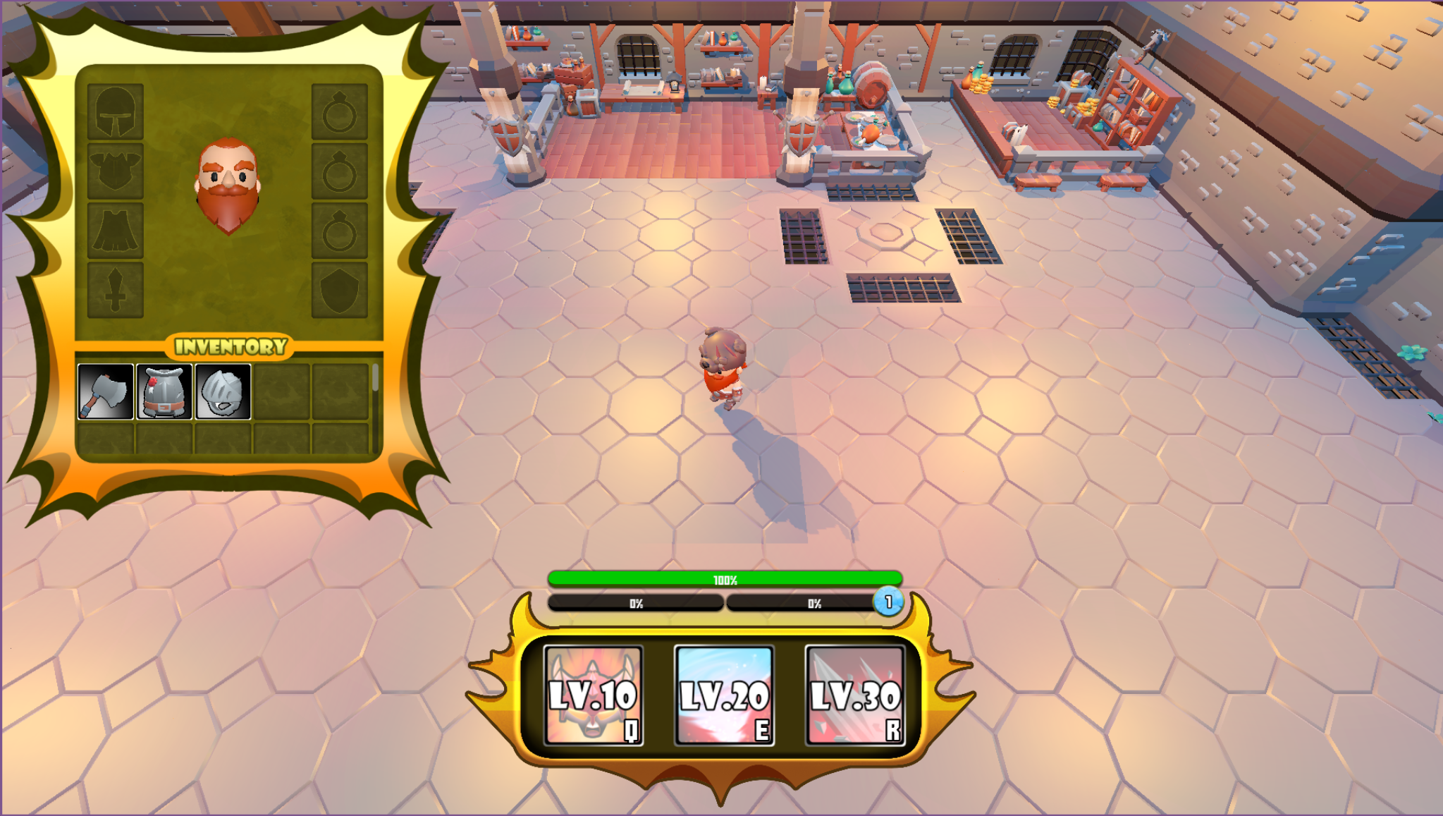 Equipment UI: inventory and slots view